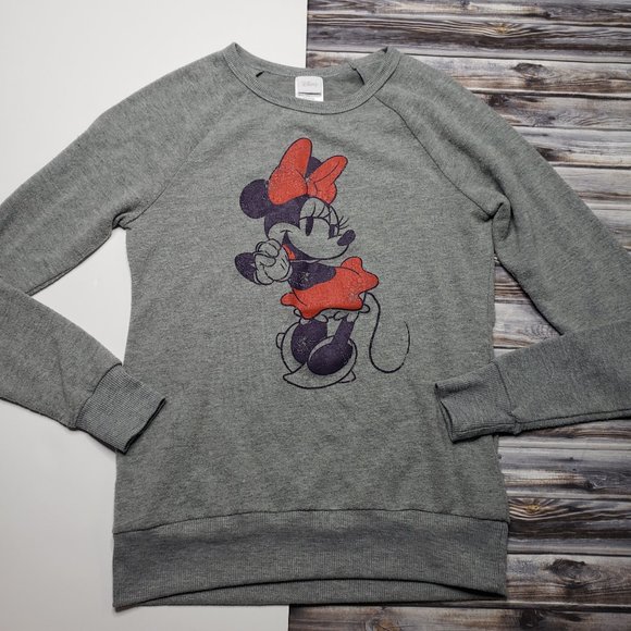 DISNEY Tops - Disney Minnie Mouse Gray Soft Sweatshirt